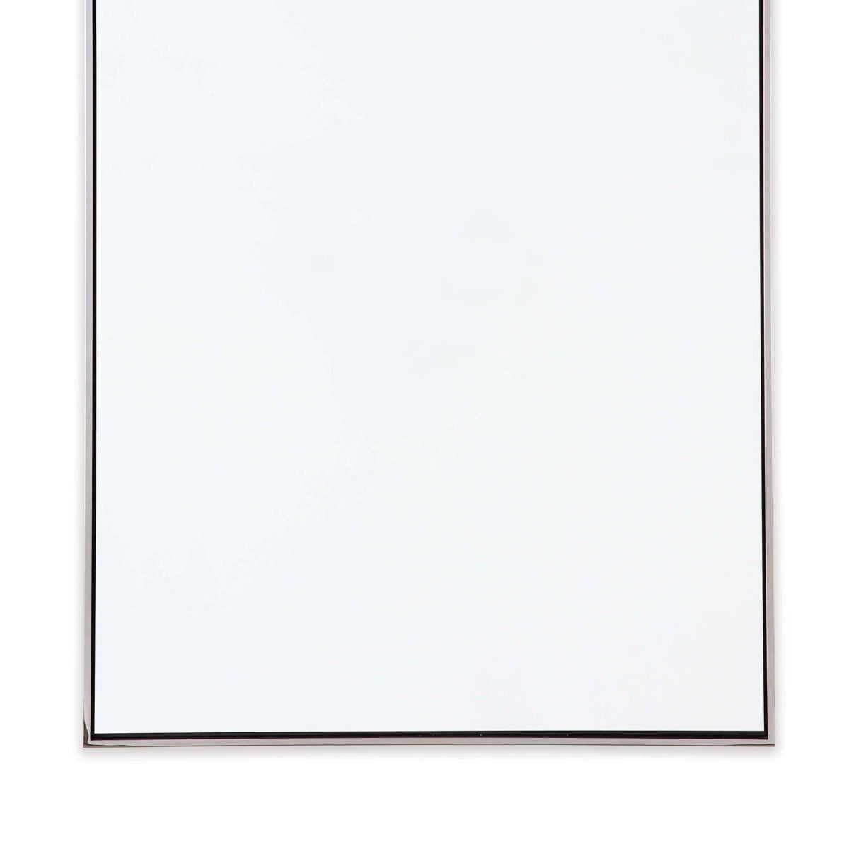 Ruby Rectangle Mirror bottom Polished Nickel. Detail view.