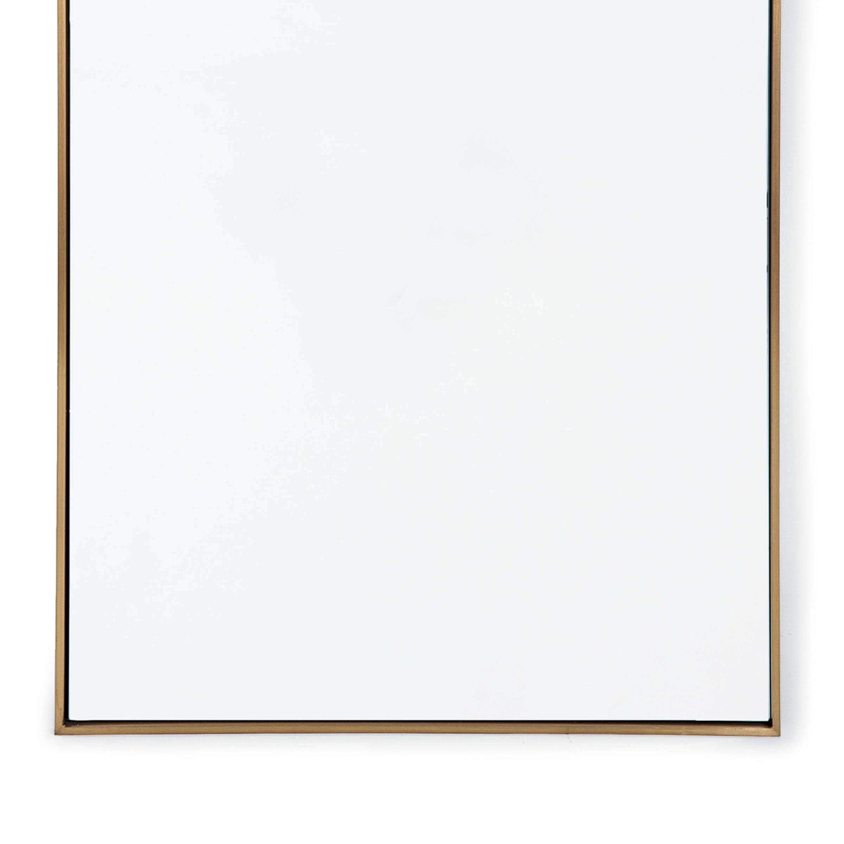 Ruby Rectangle Mirror bottom Natural Brass. Detail view.