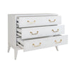 Rue Dresser drawers open White Washed Oak. Right angle view.