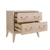 Rue Side Table drawers open Cerused Oak. Right angle view.
