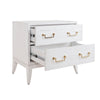 Rue Side Table drawers open White Washed Oak. Right angle view.