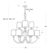 Bimini Chandelier - Large with dimensions. Dimension view.