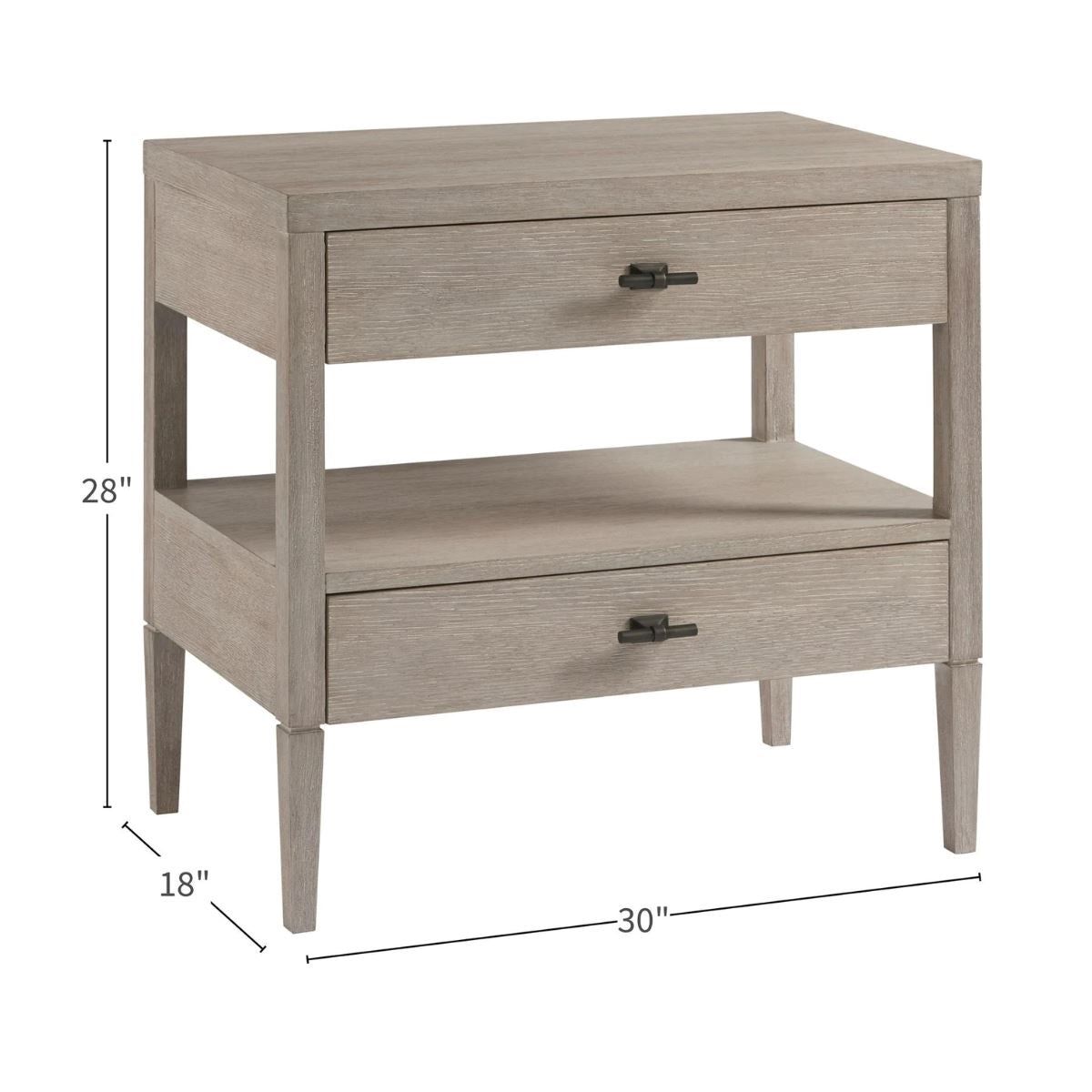 Sam End Table with dimensions. Dimension right angle view.