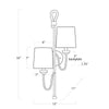 Bimini Double Sconce with dimensions. Dimension view.