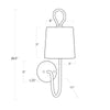 Bimini Single Sconce with dimensions. Dimension view.