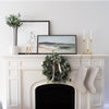 Sandbanks Landscape styled on a white mantel. Styled view.