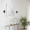 Sarah Sconce styled on either side of artwork with gold details. Styled view.