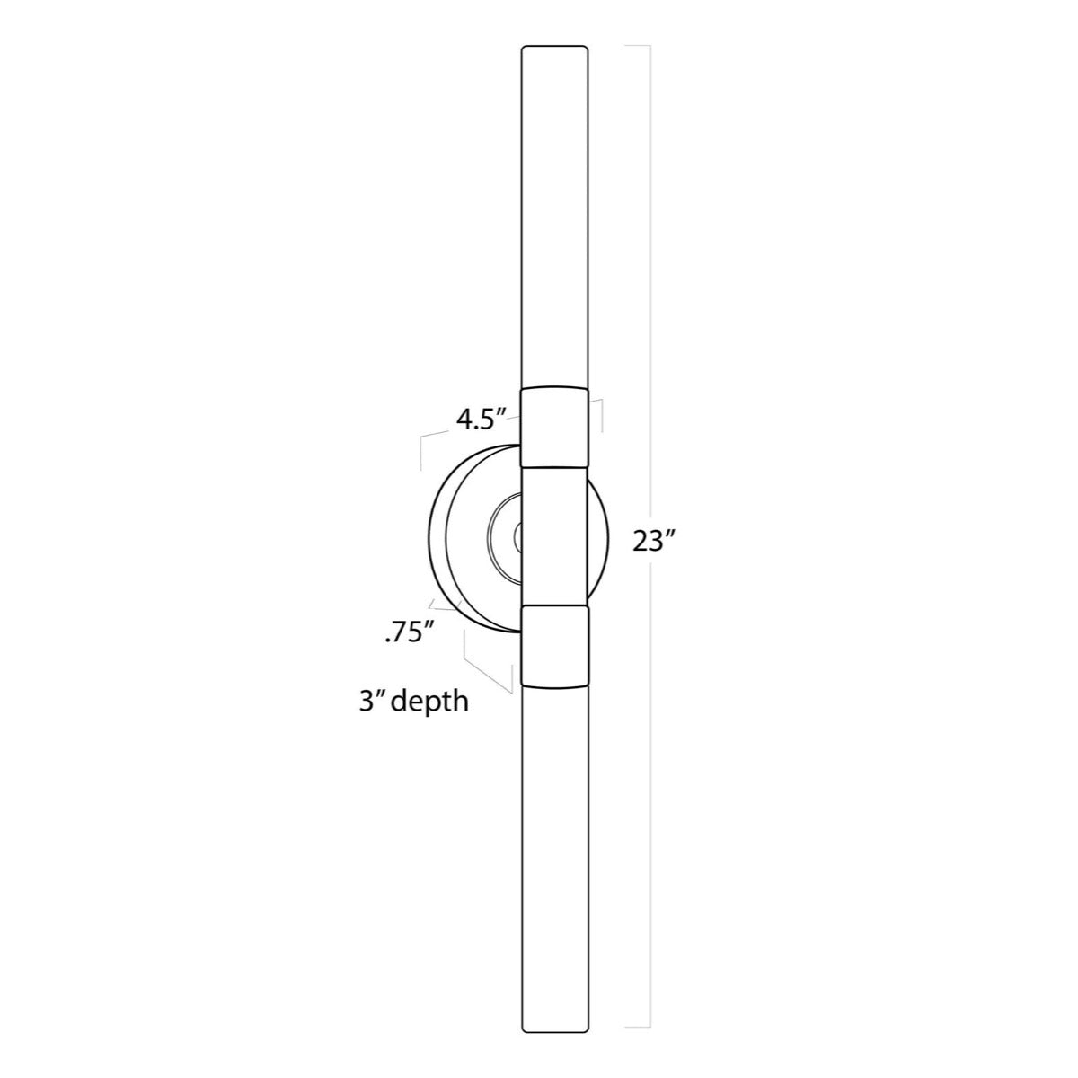 Sarah Sconce with dimensions. Dimension view.