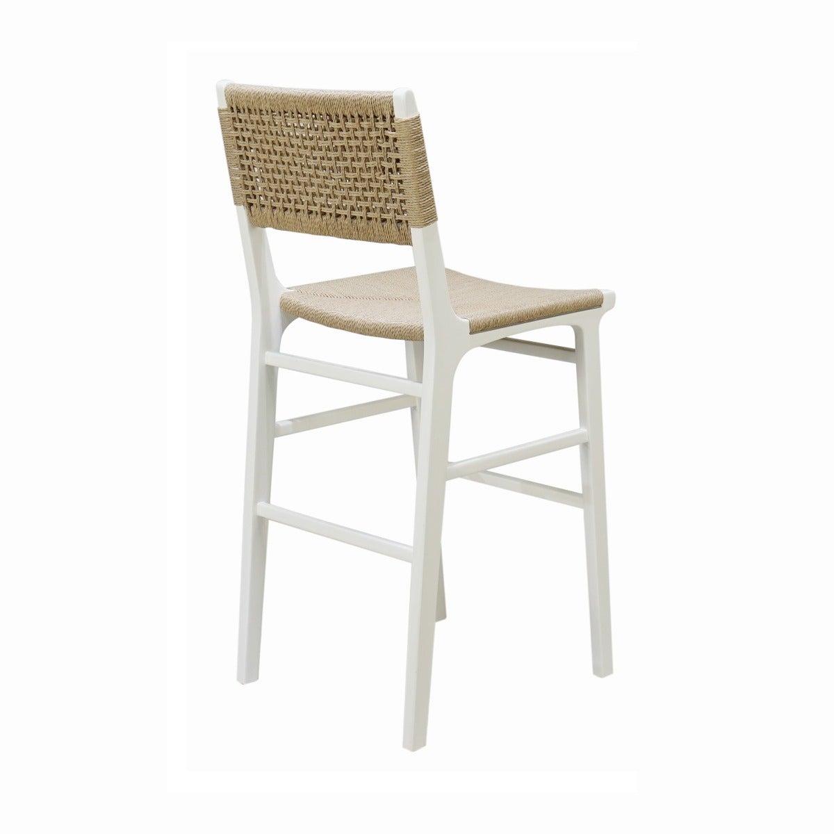 Munro Bar Stool Matte White Lacquer. Back view.