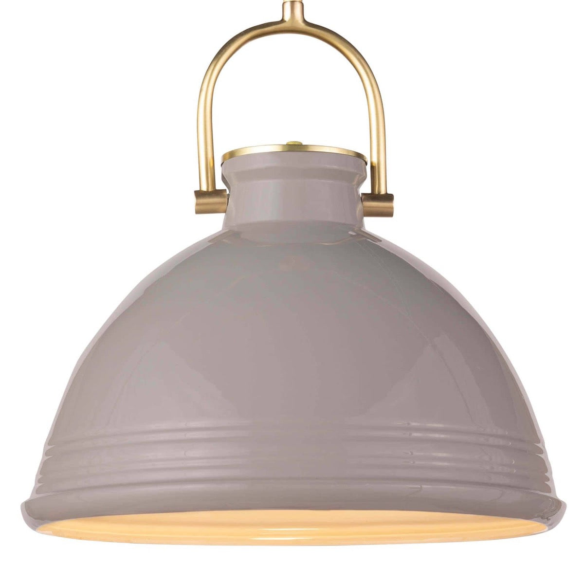 Scarlett Ceramic Pendant - Large shade Grey. Front view.