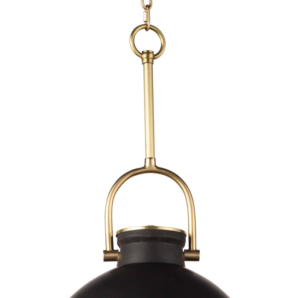 Scarlett Ceramic Pendant - Large upper shade Black. Front view.