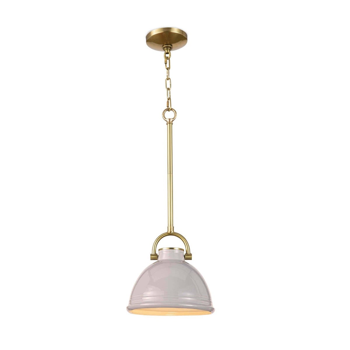 Scarlett Ceramic Pendant - Small Grey. Front view.