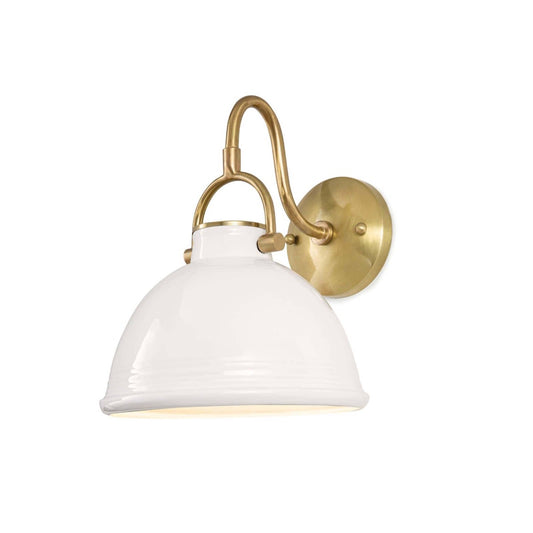 Scarlett Ceramic Sconce White. Left angle view.