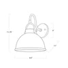 Scarlett Ceramic Sconce with dimensions. Dimension view.