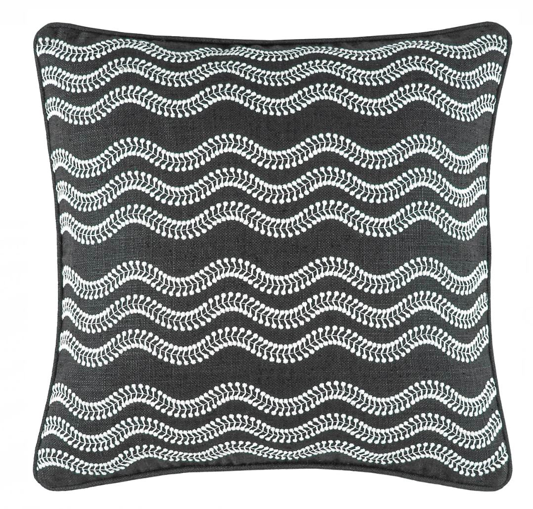 Scout Embroidered Black Indoor/Outdoor Pillow with Insert Pillows 