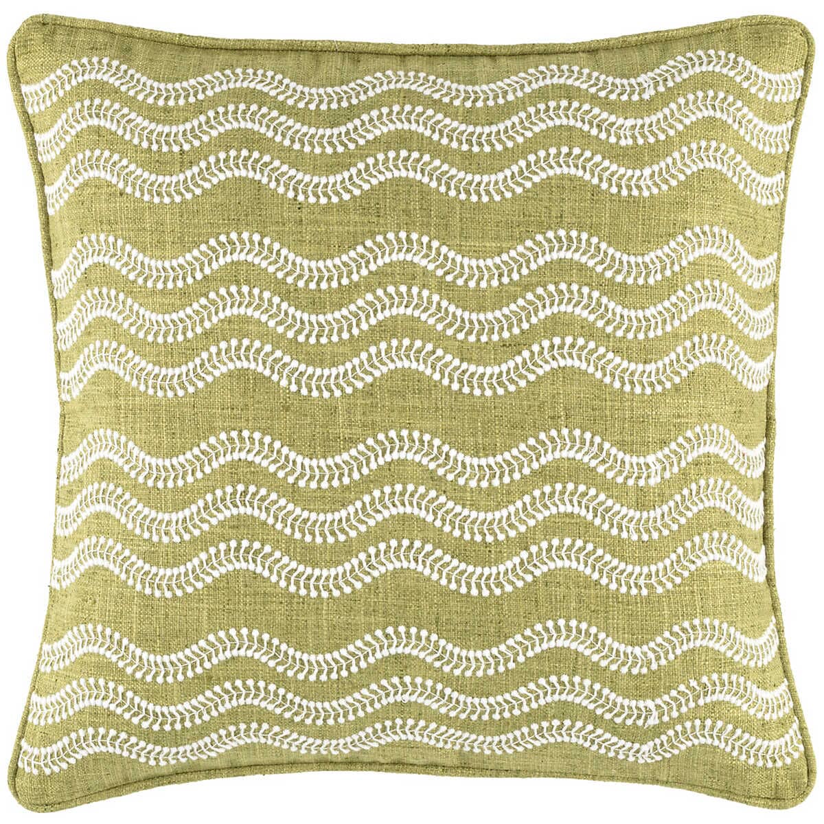 Scout Embroidered Green Indoor/Outdoor Pillow with Insert Pillows