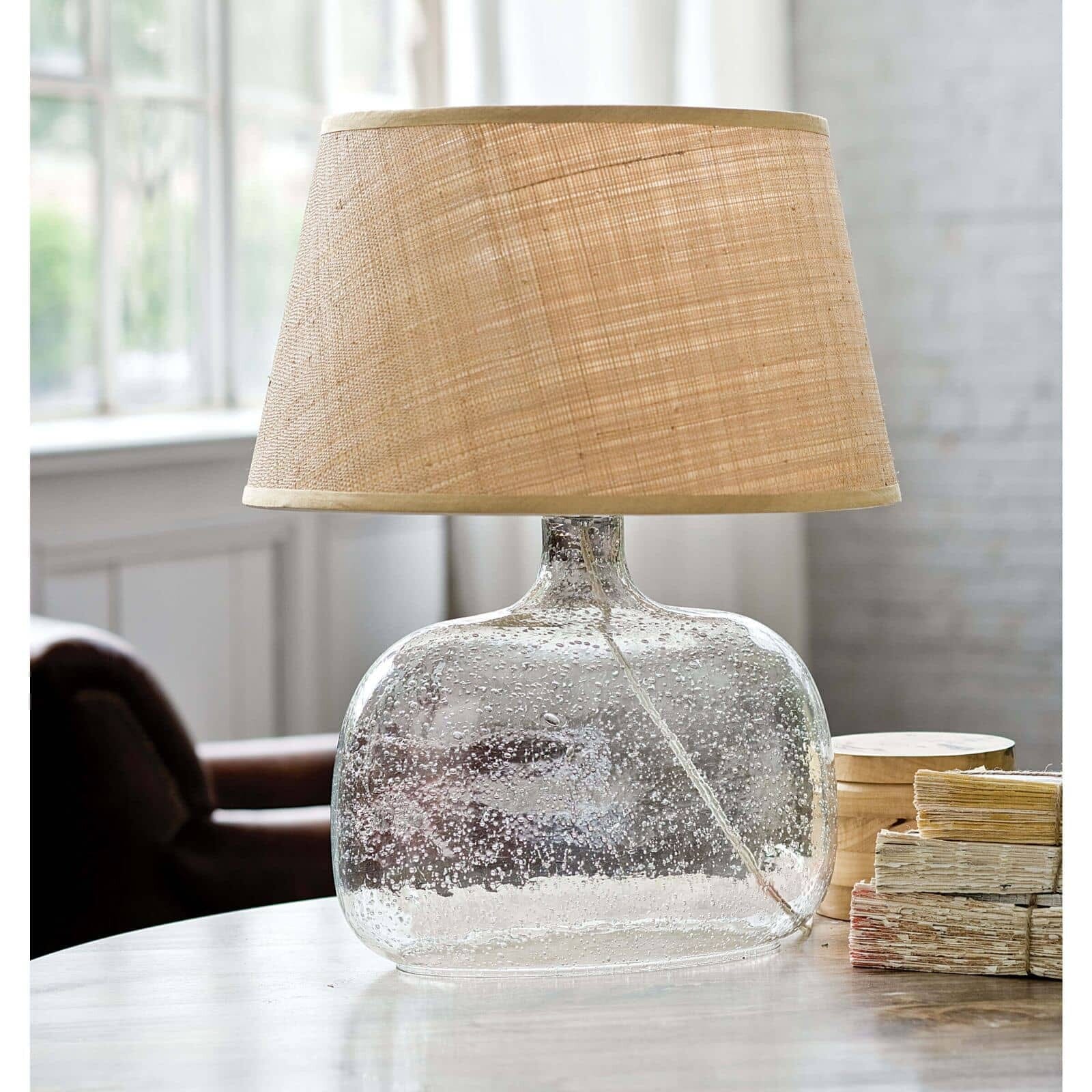 Seeded Oval Glass Table Lamp Table Lamps 
