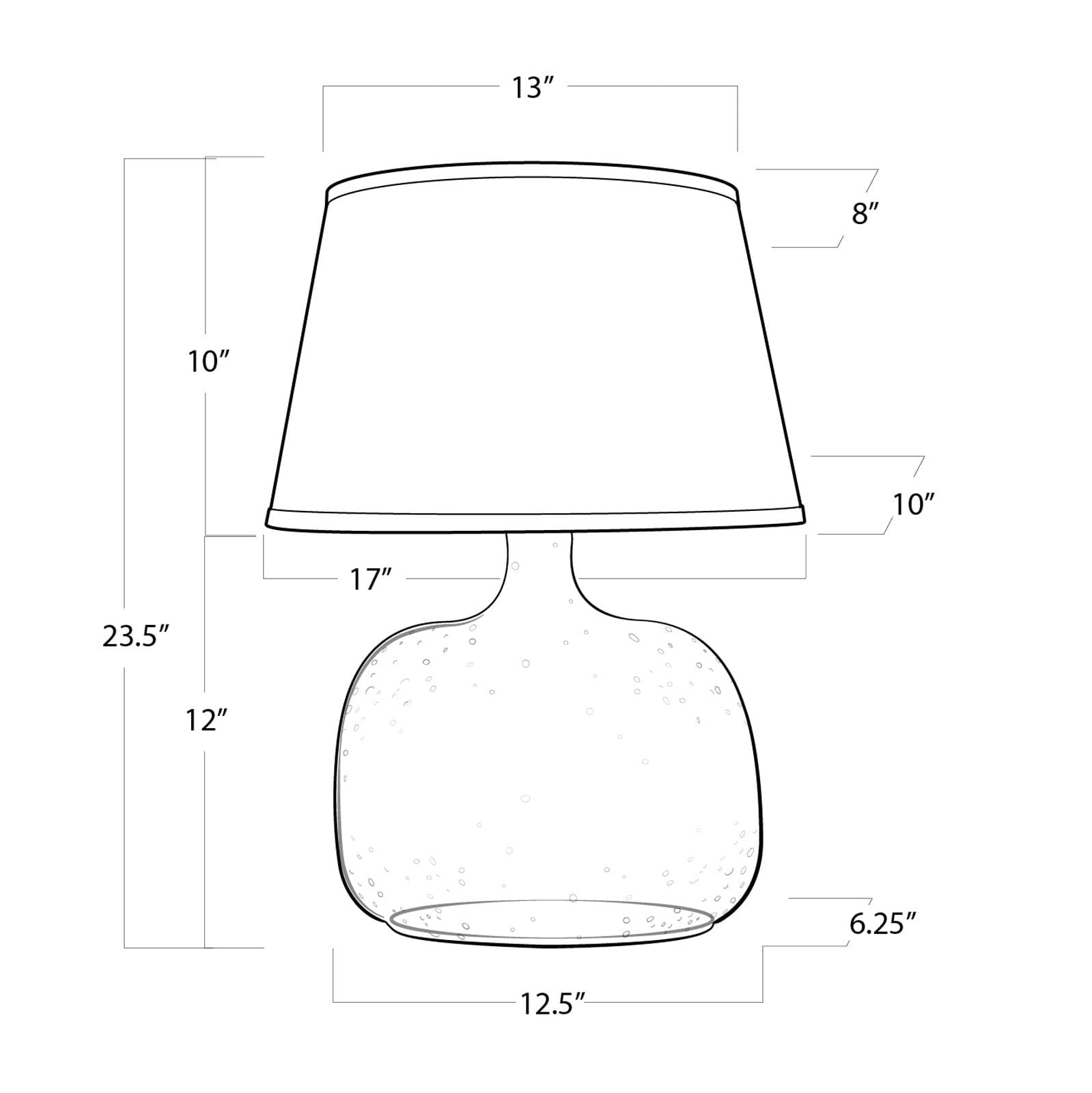 Seeded Oval Glass Table Lamp Table Lamps