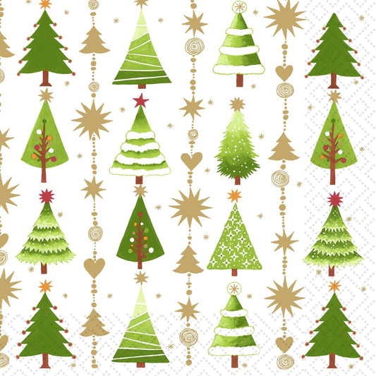 Small Trees - Luncheon Napkin. Front view.