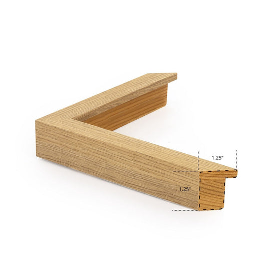 Wood frame. 1" wide. 1.875" thick. Close-up detail view.
