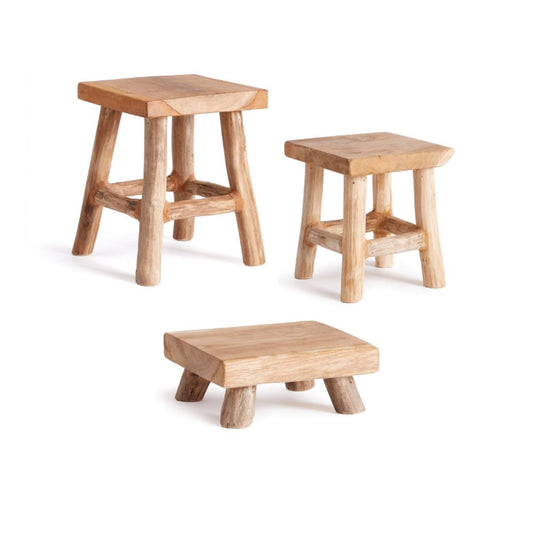 Teak Stands. Left angle view.