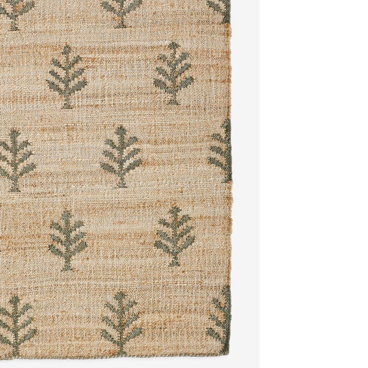 Terrain Jute Rug corner detail. Close-up detail view.