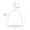 Beehive Outdoor Pendant - Large with dimensions. Dimension view.