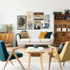 Treescpae styled in a mid-century living room. Styled view.