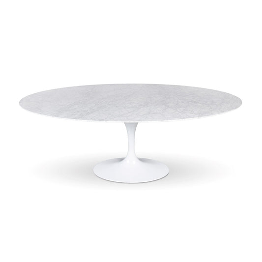 Trumpet Dining Table Oval with Marble Top - Small. Front view.