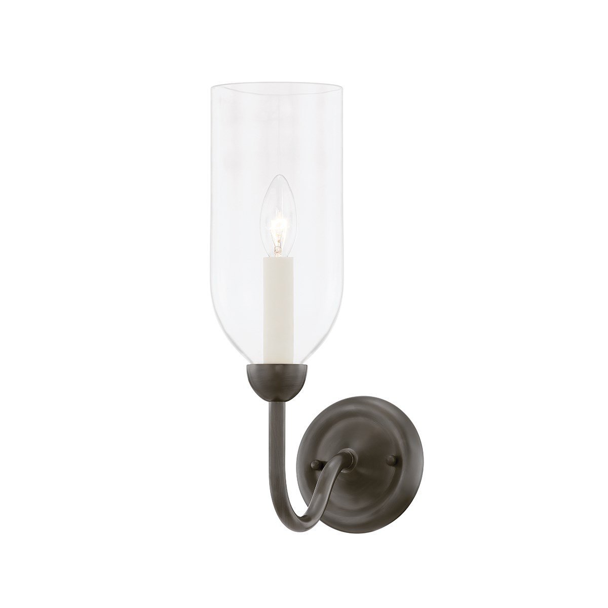 Viola Wall Sconce Historic Nickel. Left angle view.