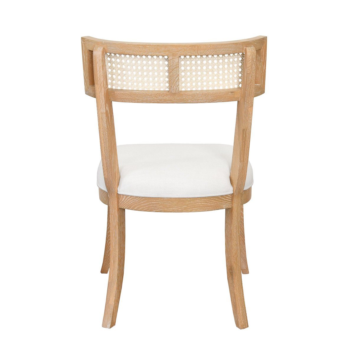 Violet Chair Cerused Oak | White Linen. Back view.