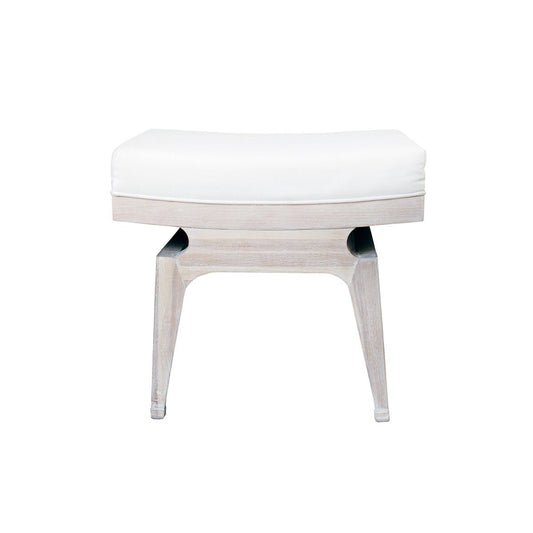 Walton Stool Cerused Oak | White Linen. Front view.