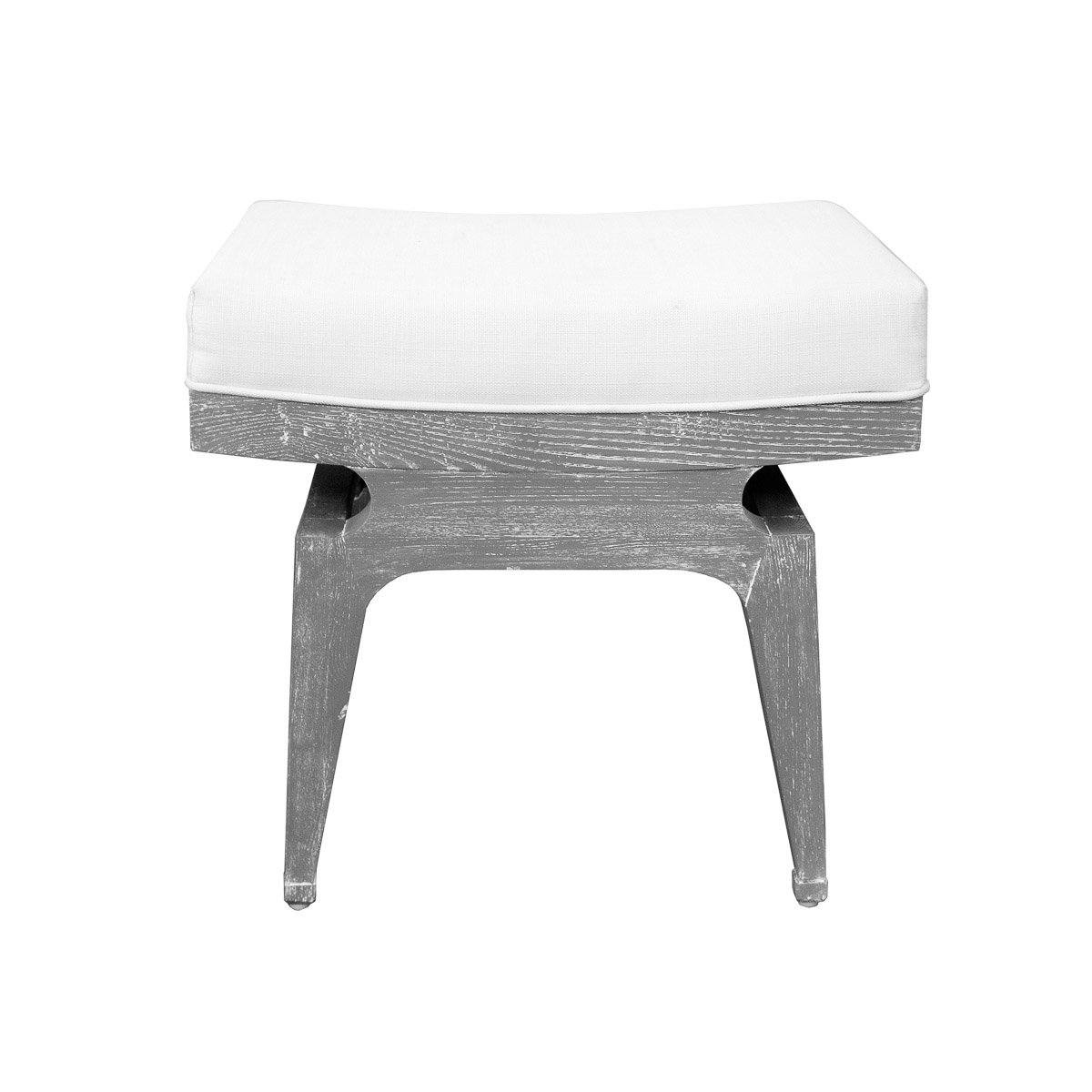 Walton Stool Grey Cerused Oak | White Linen. Front view.