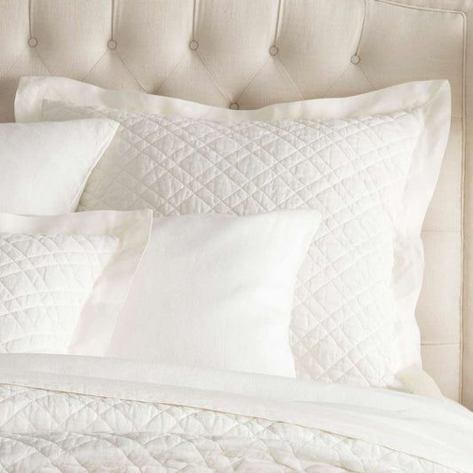 Washed Linen Ivory Quilted Sham Bedding