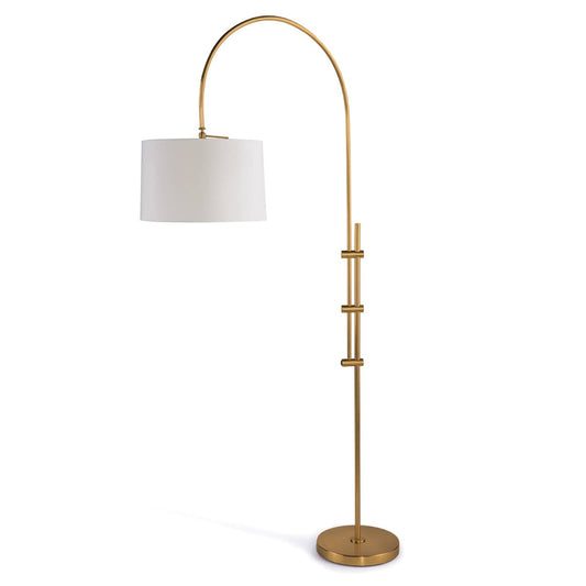 Brighton Floor Lamp Natural Brass. Left side view.