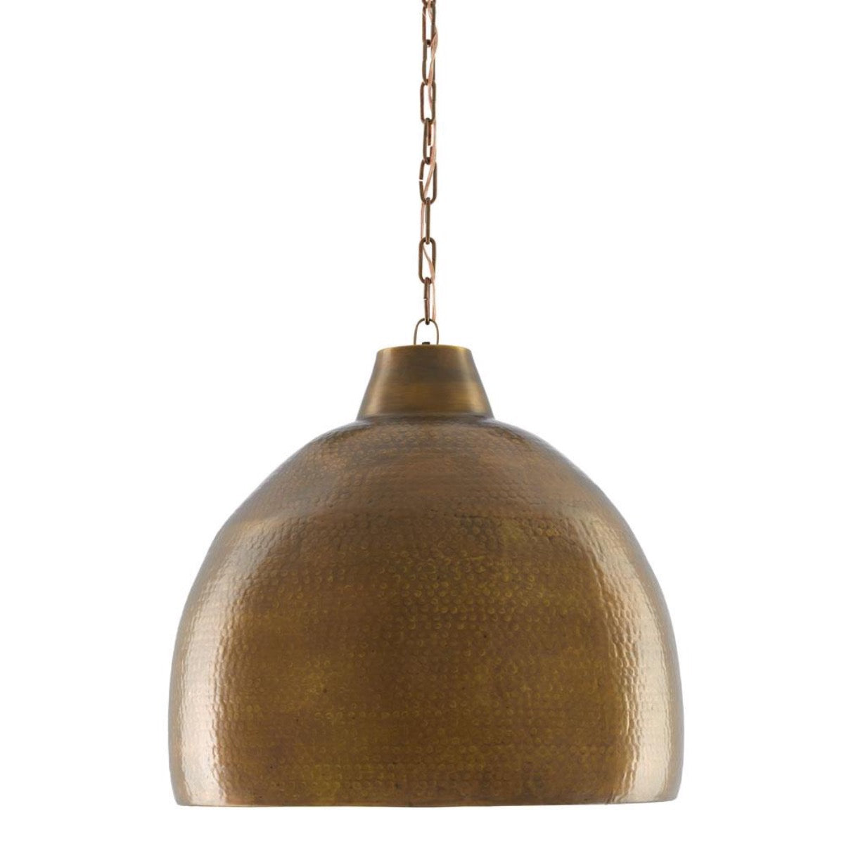 Westport Large Brass Pendant. Front view.