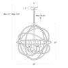 Whitman Pendant with dimensions. Dimension view.