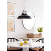 Maine Ceramic Pendant - Large styled over a white dining table with black chairs. Styled view.
