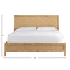 Willow Rattan Bed - Queen with dimensions. Dimension view.