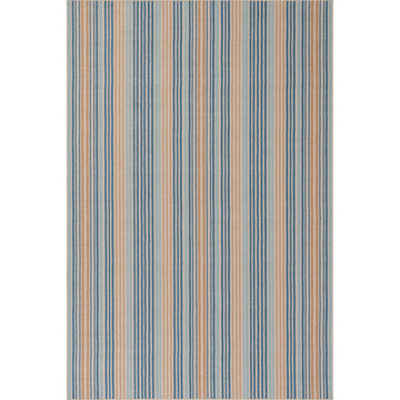 Tyne Coastal Striped Machine Washable Rug - Blue