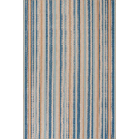 Tyne Coastal Striped Machine Washable Rug - Blue