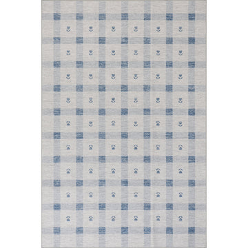 Valen Modern Plaid Machine Washable Rug - Blue