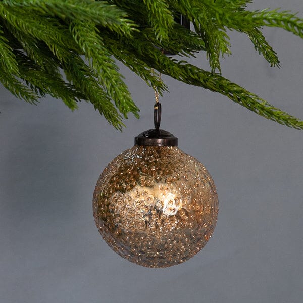 4" Recycled Seeded Glass Ornament - Antique Gold Objects & Accents 