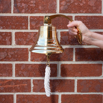 6″ Nautical Polished Brass Ship Bell w/Rope Clapper Handle Objects & Accents 