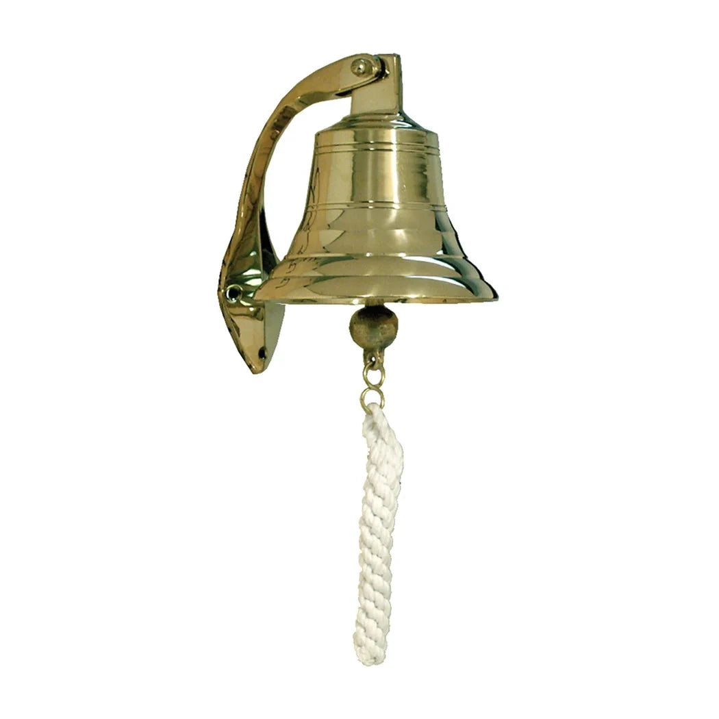 6″ Nautical Polished Brass Ship Bell w/Rope Clapper Handle Objects & Accents 