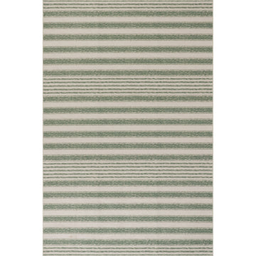 Xaren Coastal Striped Machine Washable Rug - Green