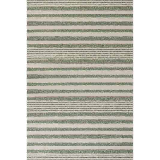 Xaren Coastal Striped Machine Washable Rug - Green