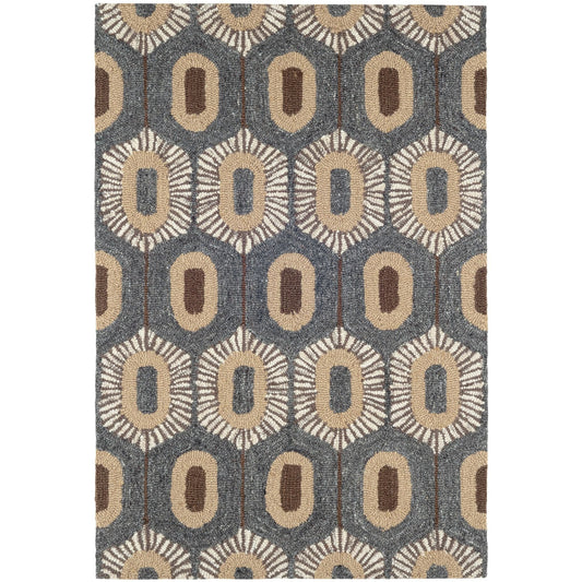 Stowe Hand Micro Hooked Wool Rug - Blue