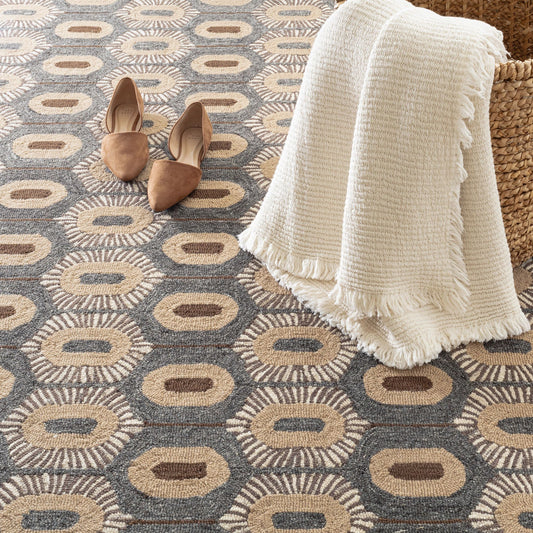Stowe Hand Micro Hooked Wool Rug - Blue