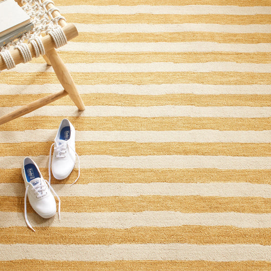 Silas Stripe Gold Hand Micro Hooked Wool Rug